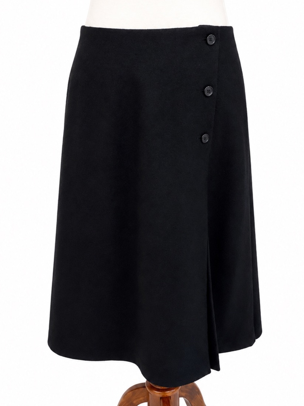 Tocca Wool Blend 6 Low Rise Classic Black A-Line Button-Front Women's Skirt